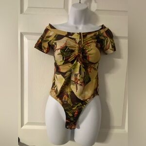 T33- BRAZEN Aviary Tropical Boat Neck Bodysuit